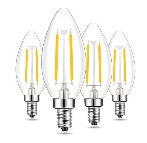 Lamsky E14 LED Bulb 4000K Natural White 2W,20W-25W Equivalent AC 110V 220V Compatible,Vintage E14 European Base Bulb for Chandelier,Pendant Light(4 Pack)