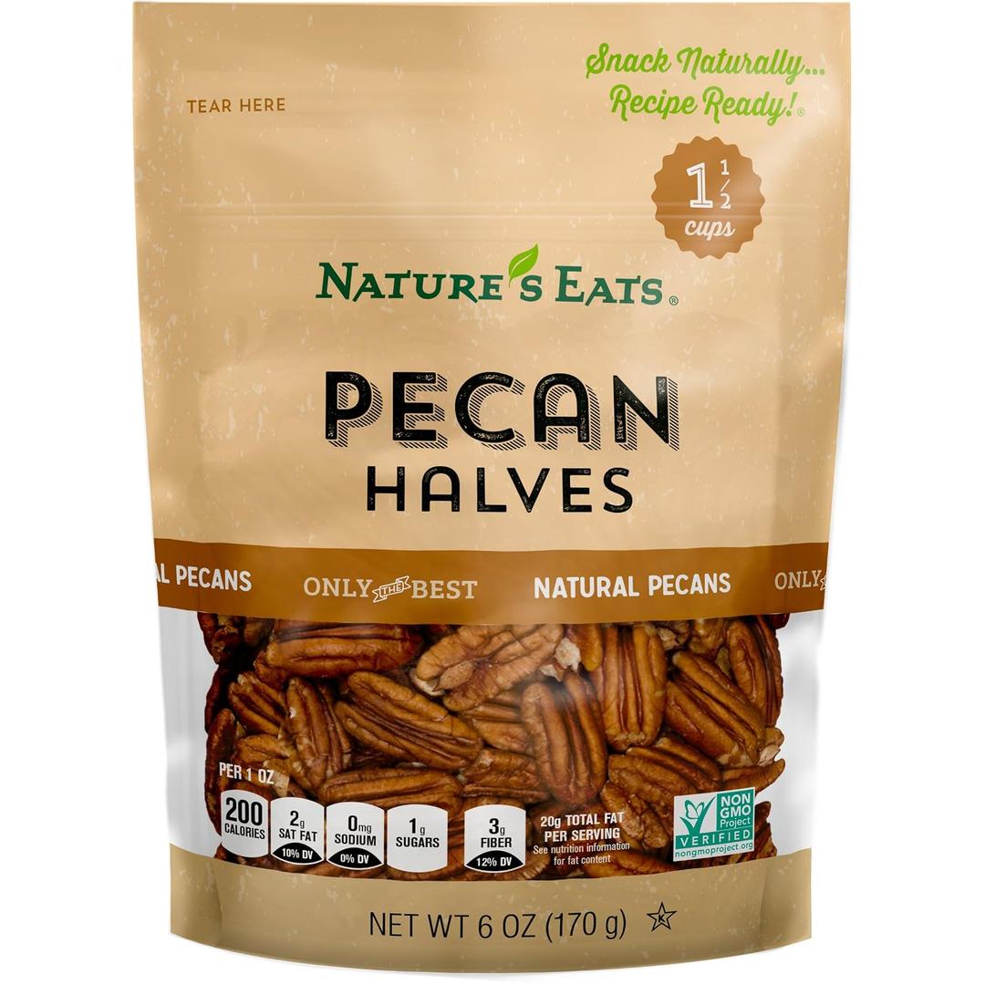 Nature's Eats Pecan Halves, 6 Ounce (EXP 01/31/27)