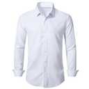 BEILU Stretch Mens Slim Fit Dress Shirts Formal Long Sleeve Button Down Shirts White Small