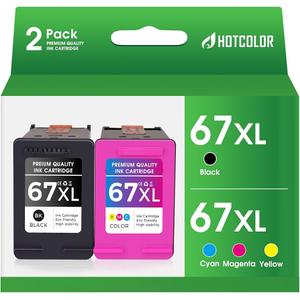 67XL HP Printer Ink for HP Ink 67 Replacement for HP 67 Ink Cartridges Black/Color Combo Pack HP67 DeskJet 2755e 2855e 2700 2800e 2700e 4255e 4155e Envy 6055e 6000 6455e 6400 Printer Ink HP 67 XL