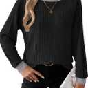 Dokotoo Long Sleeve Shirts for Women Casual Fashion Loose Fit Womens Tops Crewneck Basic Pullover Tunics