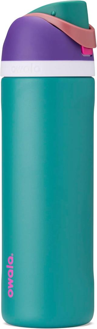 Owala FreeSip Insulated Stainless Steel Water Bottle with Straw, BPA-Free Sports Water Bottle, Great for Travel, 24 Oz, 80s Ski Slopes