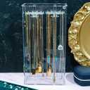 Acrylic Necklace Holder Stand,Clear Necklace Organizer with 24 Hooks,Dustproof Rotation Jewelry Storage Holder,Enclosed Long Necklaces Display Rack Pendant Bracelets Display Case Jewelry Display Box