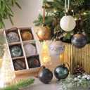Syhood 12 Pcs Vintage Christmas Ball Ornaments 2.36'' Neutral Textured Christmas Ornaments Rustic Distressed Xmas Farmhouse Holiday Decor for Xmas Tree(Dark Color,Retro Style)