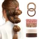 2 x 8PCS Silk Scrunchies & Seamless Cotton Hair Ties  No Damage, Elastic Ponytail Holders for Women, Strong Stretch Hair Bands for Thick & Fine Hair (Neutral Colors)
