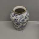 Blue and White Chinoiserie vase - Vintage Ceramic vase with Antique Design, Perfect for Chinoiserie Home Decor 9in Flower vase04
