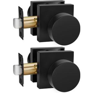 Goldenwarm Passage Door Knobs Black, Zinc-Alloy Heavy Duty Closet Door Knobs, Contemporary Matte Black Door Knob Passage, Matte Black Door Knob for Hallway (2 Pack)