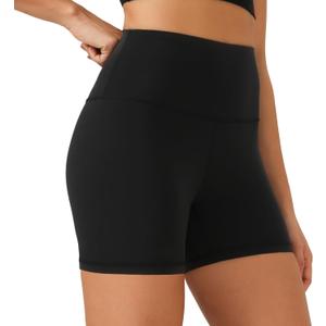 YUNOGA Women Biker Shorts 4"/6"/8" Inseam - High Waisted Tummy Control Workout Athletic Exercise Spandex Yoga Shorts (Black, L)