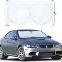 EcoNour Car Windshield Sunshade | Blocks 99% Heat & Keeps Interior Cool | Universal Fits Cars, SUVs, Trucks | Automotive Sun Screen, Visor & Car Accessories for Summer | Medium (64x32 Inches)