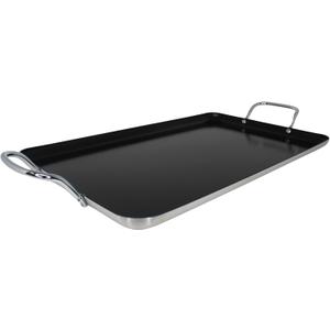IMUSA Ceramic Nonstick, Stovetop Double Burner Griddle with Metal Handles, 19-Inch, Black (23.8" x 11.6" x 2.2")