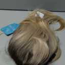 Alanhair Ombre Blonde Wigs for Women,HAIRCUBE Shoulder-Length wig with Bangs Dark Roots to Blonde Synthetic Hair Layered Wigs Heat Resistant Fibre for Daily Party Use