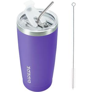 BJPKPK Purple Insulated Tumbler With Lid And Straw 20 oz Stainless Steel Tumblers Coffee Thermal Cup