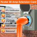 30 Amp RV Extension Cord,50 ft,Heavy Duty Generator Extension Cord with LED Power Indicator,30 AMP Female 90 Twist Lock Adapter with Reverse Polarity Lamp,NEMA TT-30P to L5-30R,120V/125V