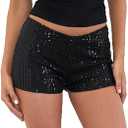Women Y2k Sequin Micro Shorts Low Rise Bodycon Sparkly Mini Shorts Sexy Going Out Bottoms Rave Party Clubwear XS