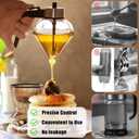 Honey/Syrup Dispenser -Premium No Drip Design, Elegant Diamond Shape with STAINLESS STEEL TOP,Clear Glass Honey Container8oz