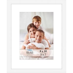 Icona Bay - 8x10 White Picture Frame with Removable Mat for 5x7 Photo - Modern Style Engineered Wood Frame - Table Top or Wall Mount - Bliss Collection