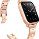 Mosonio Dressy Jewelry Bracelet Bands Compatible with Apple Watch Band 46mm 45mm 44mm 49mm 42mm 41mm 40mm 38mm for Women, Cute and Stylish Diamond Metal Strap for iWatch Series 11 10 9 8 7 6 5 4 3 2 1 SE Ultra