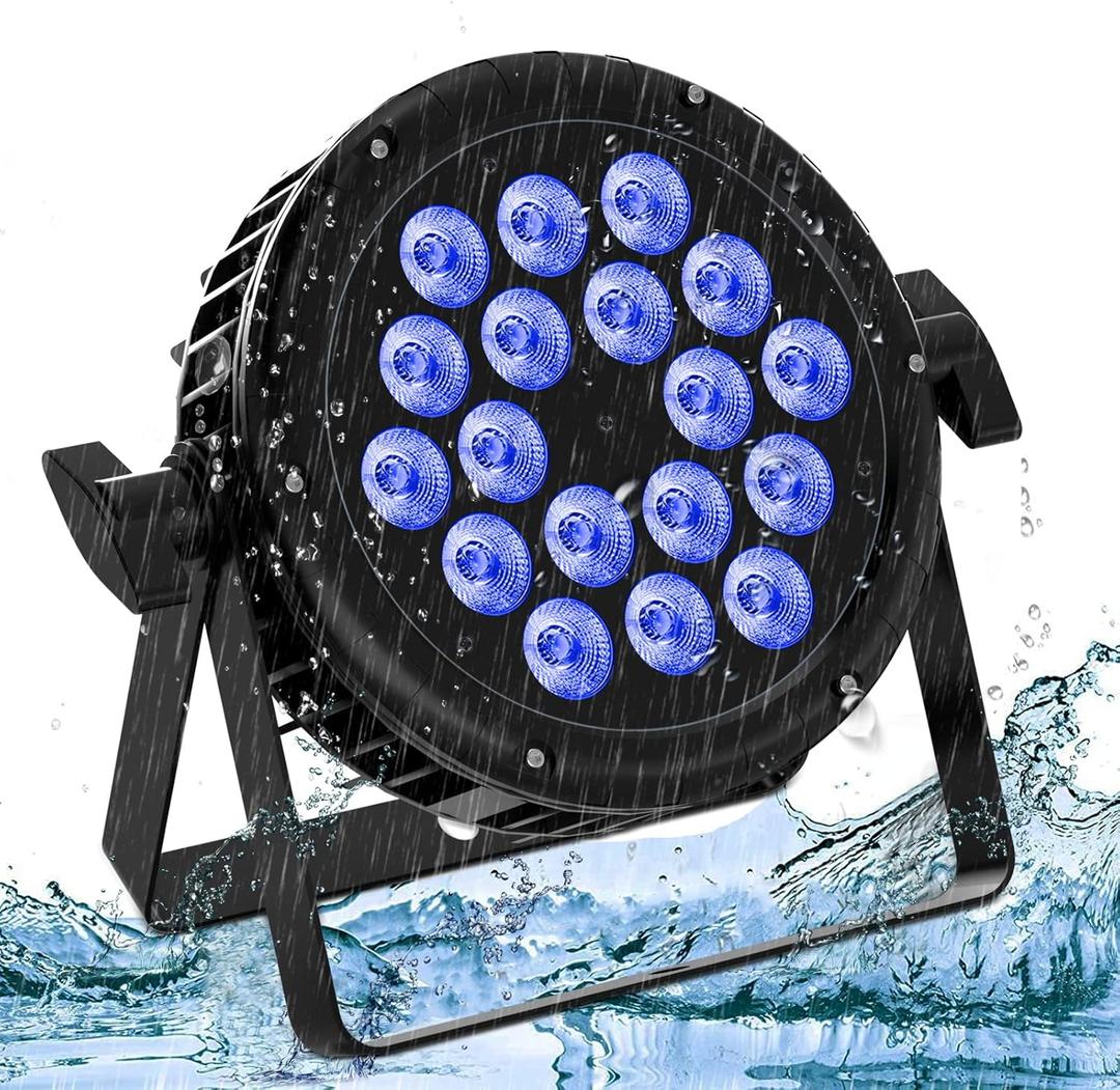 Waterproof LED Par Light 18X18W RGBW IP67 Stage Light, U`King DMX512 Sound Activated LED Stage Lights for Outdoor Club KTV Music Show Wedding Christmas Church Stage