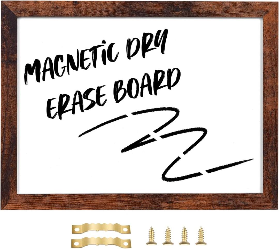 TORASO Dry Erase White Board, Magnetic Surface Whiteboard for Office/School/Home, Hanging Board for Decoration/Planning/Kitchen Grocery List/Drawing/Memo,11.8" x 15.8"(BB-BN-3040) (Walnut Brown)