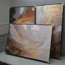 Large Framed Neutral Abstract Wall Art for Living Room, 3 Piece Modern Canvas Prints Paintings Artwork for Walls, Oversized Beige Gold Pictures for Hallway Dining Bedroom Office Wall Decor 24x36 In