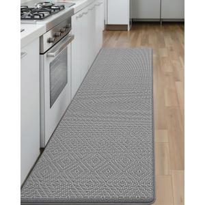 Color&Geometry Kitchen Mat,Cushioned Anti Fatigue Kitchen Mats for Floor,Long Foam Padded Standing Runner, Non-Slip Waterproof Rug for Sink, 17"x 79", Grey