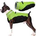 Lelepet Dog Coat Warm Dog Winter Coat Waterproof Dogs Jacket with Harness Built in Reflective Pet Fleece Vest Zip-Up Cold Weather Coats for Large Dogs Turtleneck & Windproof Coats Boston Terrier Lime L