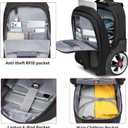 Rolling Backpack,Waterproof Backpack with Wheels for Business and Travel Commuter, Carry on Backpack with Laptop Compartment, Fit 17 Inch Laptop, Wheeled Backpack for Adults