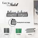 Generic Believe Achieve Medal Holder and 50 Ribbon Hanger Display for Gymnastics, Marathon and 5K Running, Dance, and Sports, Large Award and Trophy Shelf, Steel Wall Mount with Hardware, Black