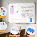 White Board, 36" x 24" Dry Erase Board for Wall, Small Whiteboard with Frame Magnet Board for Office, Home, Classroom, Conference Room with Markers, Magnets, Eraser