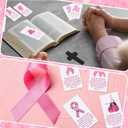 200 Pcs Pink Ribbon Scripture Cards Bible Verse Prayer Cards Pocket Christian Inspirational Religious Cross Church Gifts for Fall Breast Cancer Awareness Halloween Thanksgiving