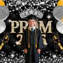 Black Gold Prom Night 2026 Photography Background 8x6ft | Prom Night Prom NightCongrats Grad Class of 2026 Graduation Party Decoration