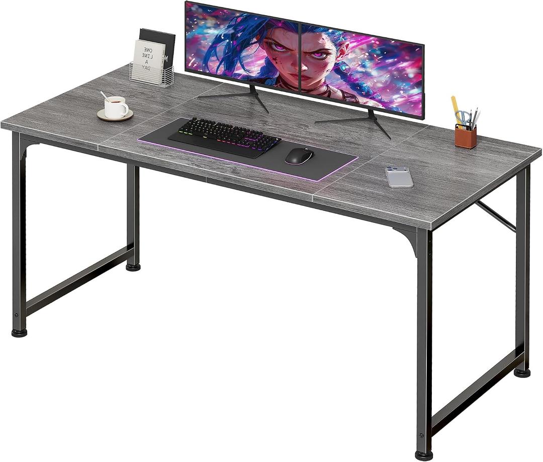 PRAISUN 47 Inch Computer Desk, Home Office Desk with Spacious Desktop, Modern Gaming Desk, Writing Study Table for Bedroom, Small Spaces, Work from Home Desk with Metal Frame, Grey
