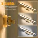 Modern Gold Vanity Light Bathroom Wall Light Fixtures Over Mirror 35 Inch Long Dimmable 3-Light LED Bathroom Wall Lighting 5CCT(3000K/3800K/4500K/5200K/6000K)