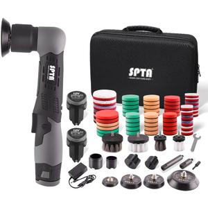 SPTA Cordless Mini Polisher, 12V Cordless Multi Polisher, Micro Cordless Scratches Killer Car Polisher RO/DA Mini Auto Machine Sets With Polishing Pad And Wool Pads for polishing, Sanding and Cleaning
