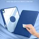 Harvopu for iPad 10th/11th Generation A16 Case with Keyboard, 360 Rotation Detachable Cover with Pencil Holder, Multi-Touch Trackpad, 7 Colors Backlit Keyboard for iPad (A16)/10th Gen (Navy Blue)