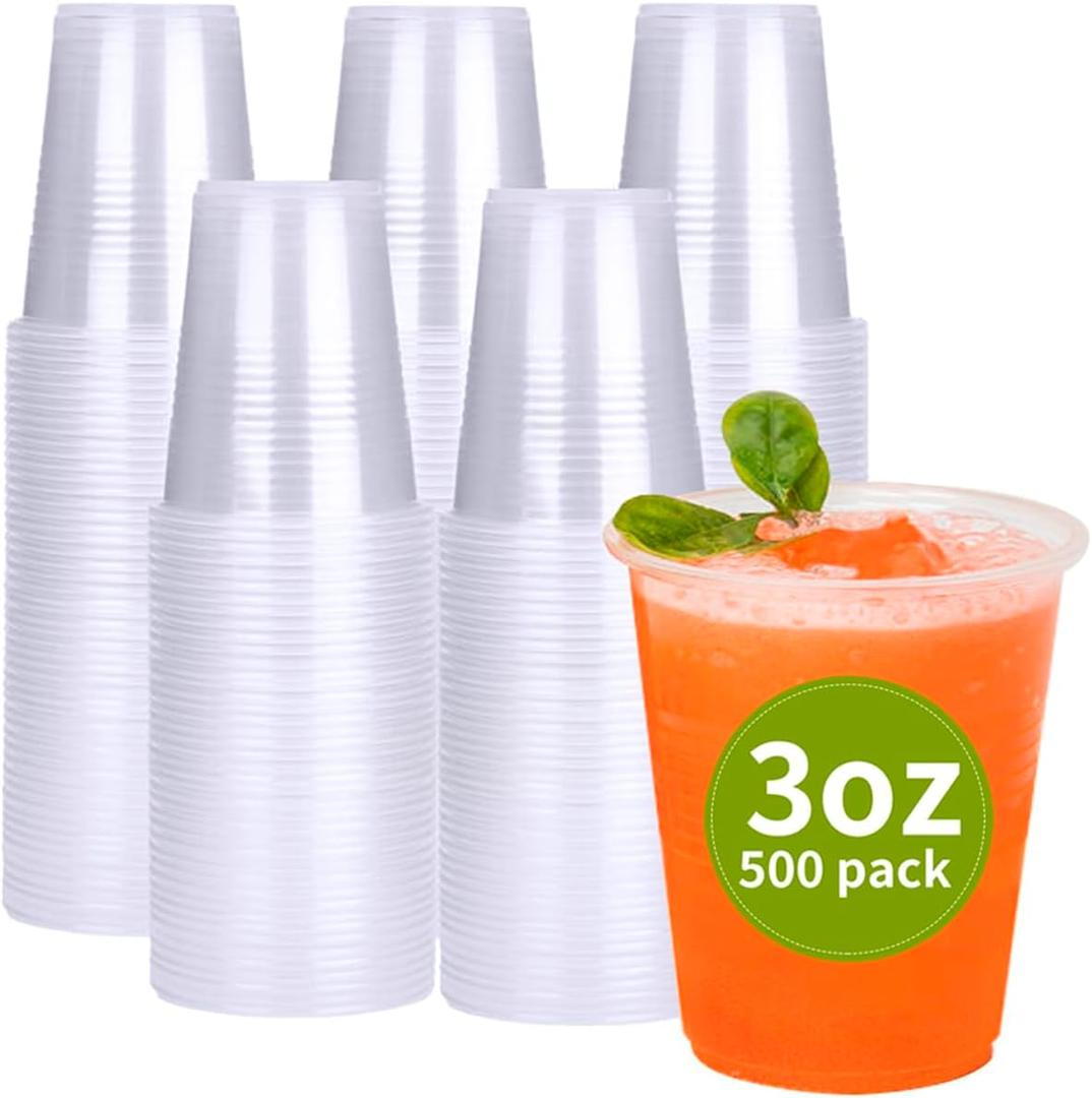 500 Pack 3 oz Plastic Cups, Bathroom Cups Disposable 3 oz, 3 Ounce Small Water Cups Clear Mouthwash Cup for Tasting, Drinking and Party
