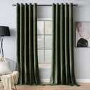 MIULEE Velvet Curtains Olive Green Elegant Grommet Thermal Insulated Soundproof Room Darkening Curtain/Drapes for Classical Living Room Bedroom Decor 72 x 84 Inch Set of 2