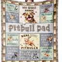 Pitbull Dad Gifts, Pitbull Throw Blankets 60''x50'', Pitbulls Gifts for Men, Gift for Pitbulls Dog Owners Lovers Men Dad Boys Decorations Blanket for Christmas Fathers Day Birthday