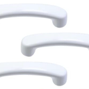Nicerity 3Pcs Pulls Handle White Glossy Ceramic Cabinet Pulls Arch Shaped Dresser Knobs 3" Hole Center Small Cute Kitchen Cabinet Pull Handles for Bedroom