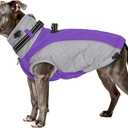 Warm Dog Winter Coat Cold Weather Jacket Windproof Reflective Turtleneck Dog Vest with Plush Neckline D-Ring for Leash Thick Fleece Lining Outdoor Pet Apparel (Medium, Purple)