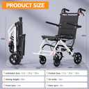Super Lightweight Transport Wheelchair. Easy to Travel, Locking Hand Brakes, User-Friendly, Folding, Portable. for Adults or Child (up to 220lbs)