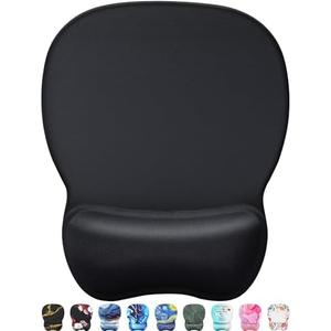 MROCO Ergonomic Mouse Pad with Gel Wrist Rest, Comfortable Mousepad with Smooth Wrist Support Surface and Non-Slip PU Base for Pain Relief, Computer, Laptop, Office & Home, 9.4 x 8.1 in, Black Color
