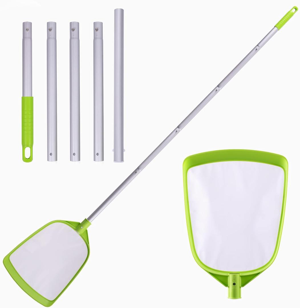 Pool Skimmer Net- Ultral Fine Mesh Rake with Pole,Accessories for Cleaning Inground/Above Ground Swimming Pool, Pond,Spa and Hot Tub Leaf Debris