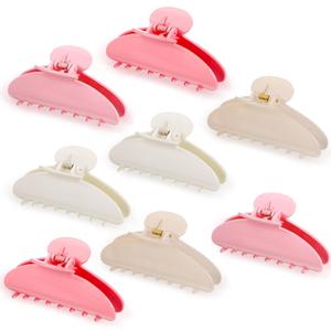 8 Pcs Large Acrylic Hair Claw Clips for Women Non slip Strong Hold Clamps for Thick and Thin Hair(Glossy,Jelly Color)