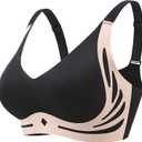 Womens Wireless Bras Comfortable No Underwire Bralettes Full Coverage Everyday Bras (Black, XXL)