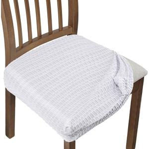 Adabana Seat Covers for Dining Room Chairs Set of 6, Removable Washable Chair Covers Seat Slipcover Protector, White