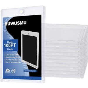 50 Pcs 100 Pt Acrylic Magnetic Card Holders One Touch Card Holder Clear Card Protectors Hard Plastic Magnetic Card Case for Sports Baseball Trading Card Storing Displaying(2.5 x 3.54 Inch)
