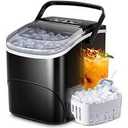 Nugget Ice Maker Countertop, 35Lbs/24H Portable Table Top Machine with Chewable & Crushed Ice, Self-Cleaning, One-Touch Operation for Home, Kitchen & Office(Stainless Steels Black)