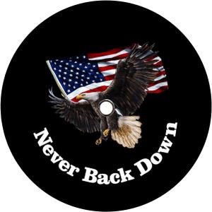 for Ford Bronco, Jeep Wrangler Spare Tire Cover with Camera Hole, American Flag and Bald Eagle (Never Back Down), Waterproof Protector (XXL: 285/70R17, 315/70R17)