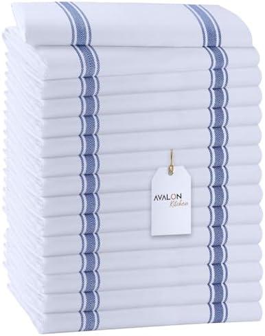 Avalon Kitchen Dish Towels Set (Value Pack of 31) Size 15x25 Inch, 100% Cotton Soft & Absorbent Linen Kitchen Towel, Tea Towels, Reusable Cleaning Cloths for Household Cleaning (Blue)